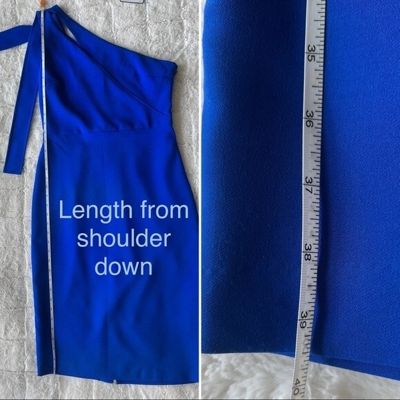 Laundry by Shelli Segal Cobalt Blue One Shoulder Cut Out Core Dress 4 - Picture 12 of 14